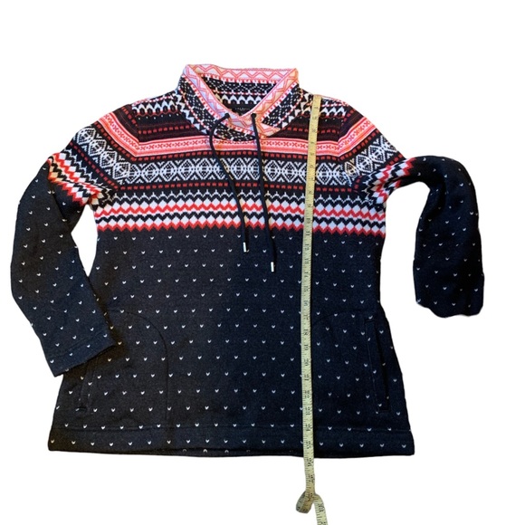 Talbots Geometric Nordic Fair Isle Fleece Sz LP - Picture 7 of 10